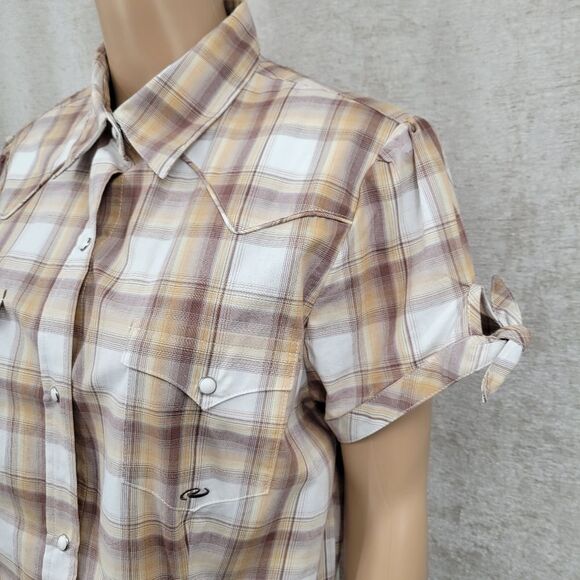 Roper Y2K Plaid Pearl Snap Western Shirt Button Up Women's Top Short Sleeves - Picture 3 of 10